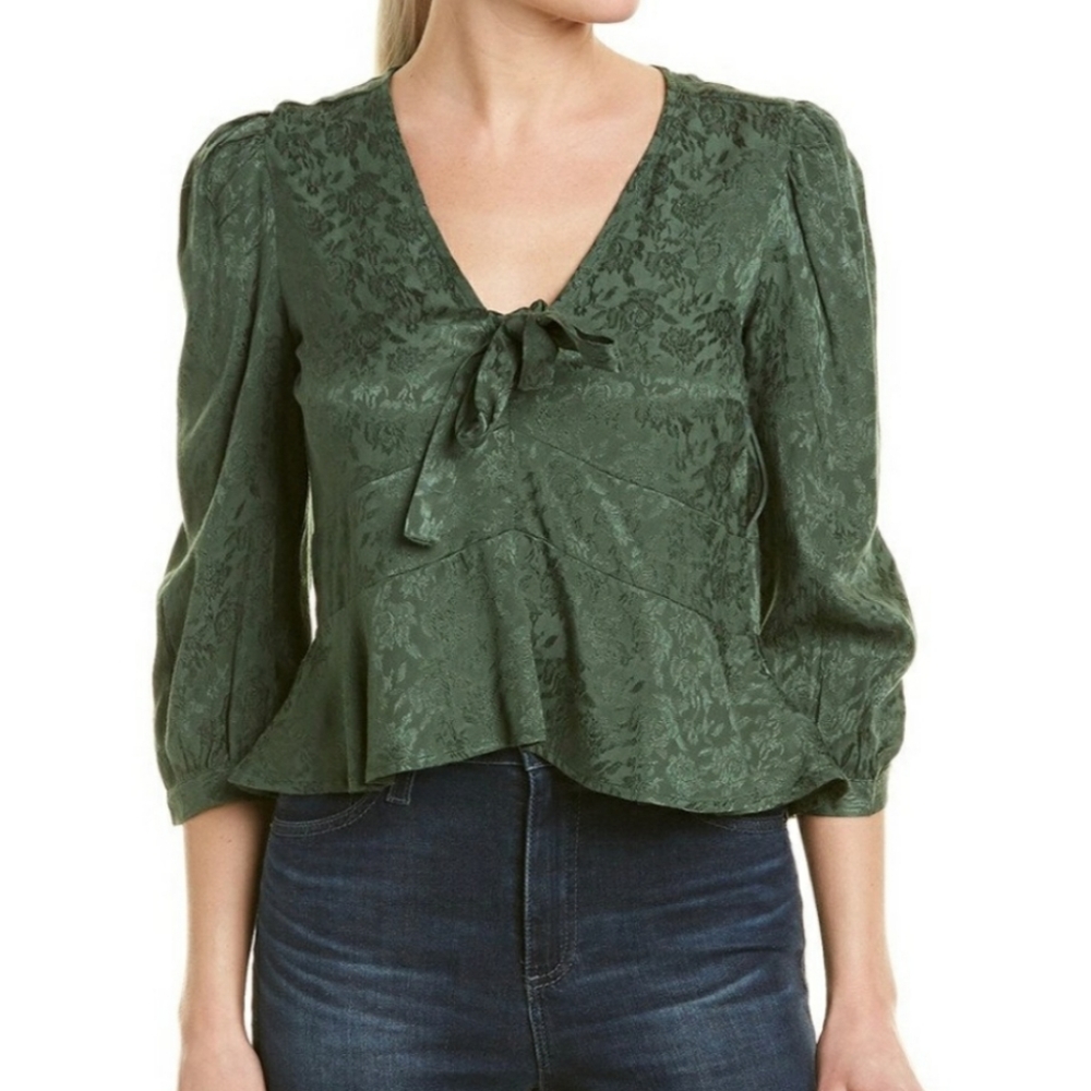 Walter Baker Green Floral Lucita Cropped Top Size Small